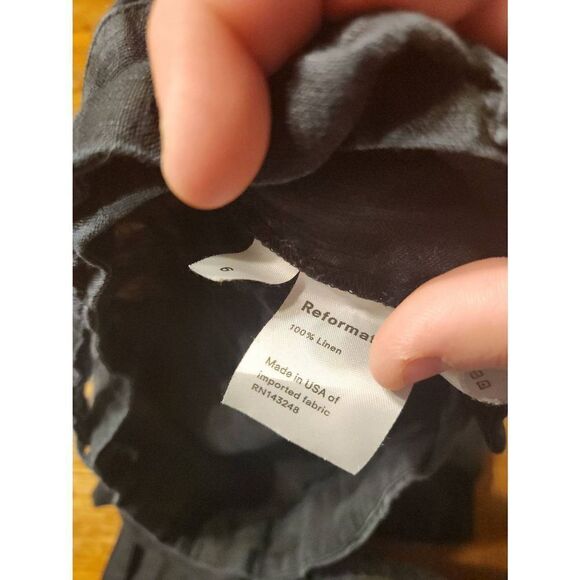 REFORMATION 100% Linen High Waisted Belted Saylor Pants in Black sz 6 - Picture 3 of 4